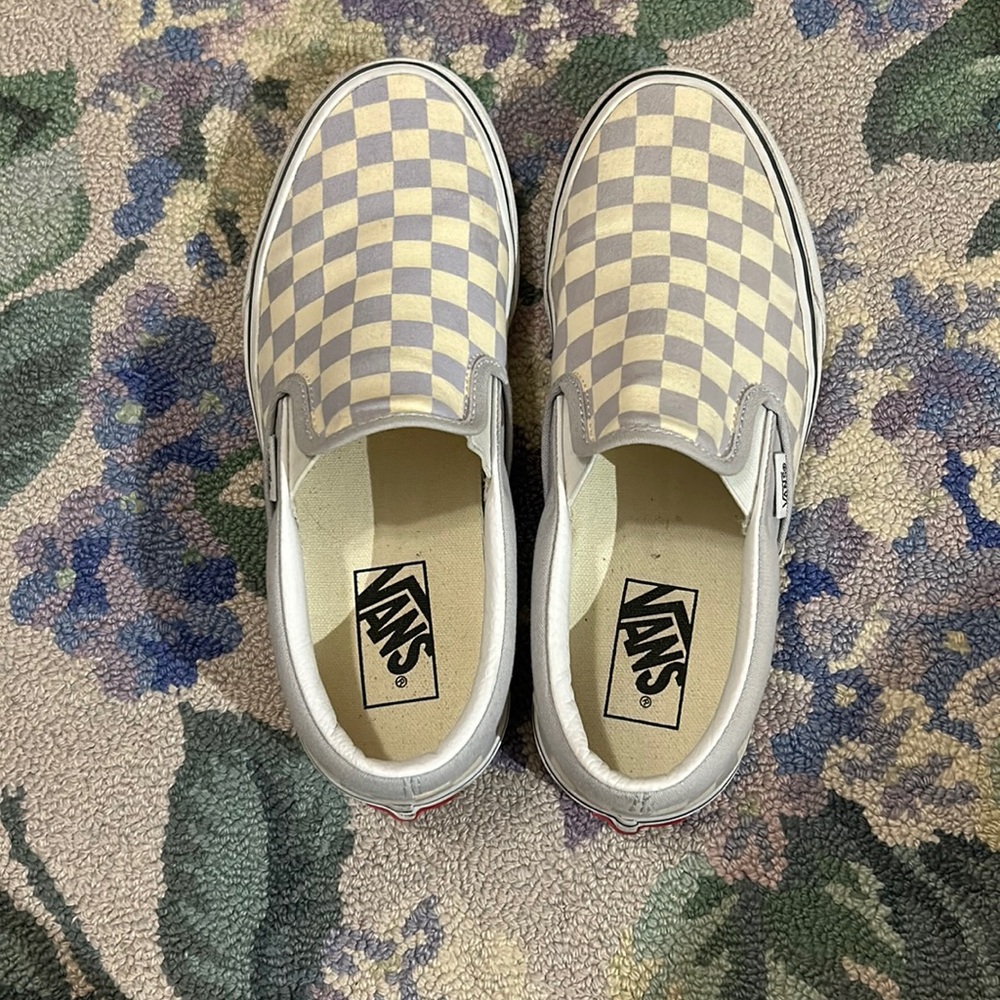 Hardly worn! Checkered Lilac Van Slip On Shoes